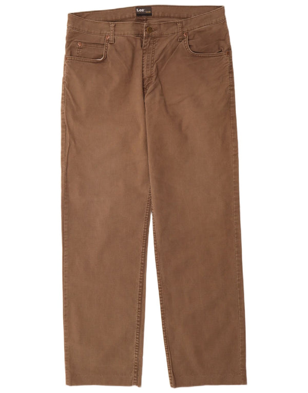 Calça casual reta masculina Lee Brooklyn W36 L32 algodão marrom