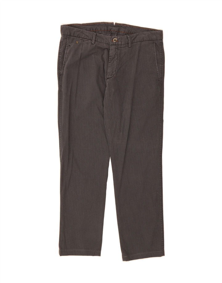 MASSIMO DUTTI Mens Slim Fit Chino Trousers W32 L27 Grey Geometric Vintage Massimo Dutti and Second-Hand Massimo Dutti from Messina Hembry 