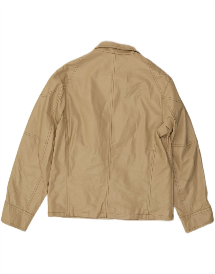 Jaqueta de couro masculina VINTAGE UK 40 couro bege grande