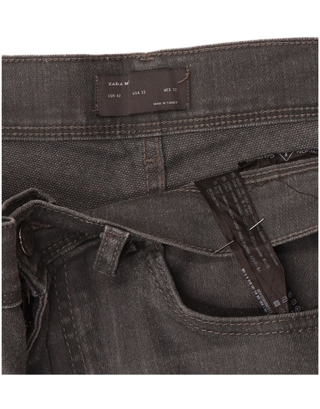 Zara Mens Slim Jeans EU 42 Grande W32 L30 Cinza Algodão