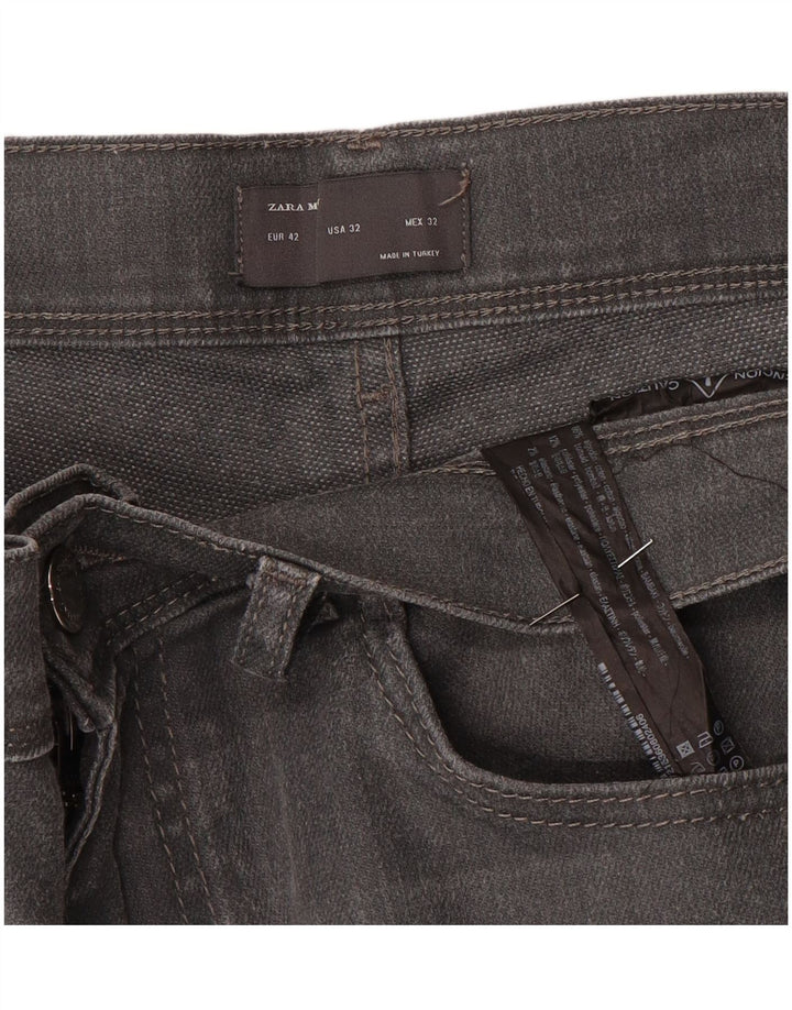 Zara Mens Slim Jeans EU 42 Grande W32 L30 Cinza Algodão