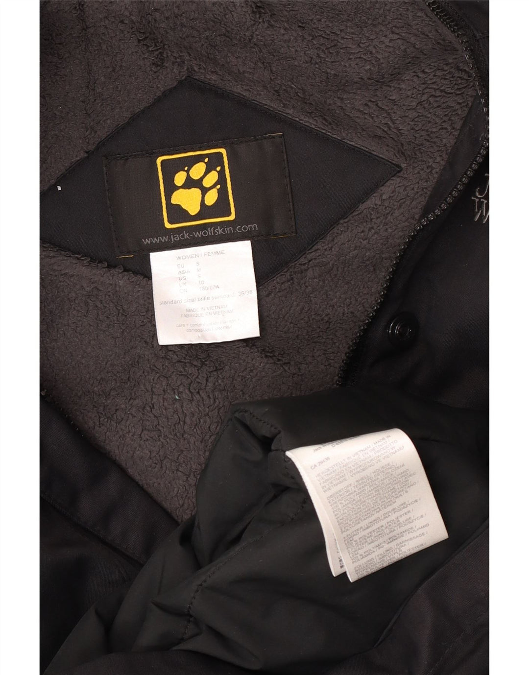 Casaco corta-vento feminino grande com capuz e capuz Jack Wolfskin Reino Unido 10 pequeno preto