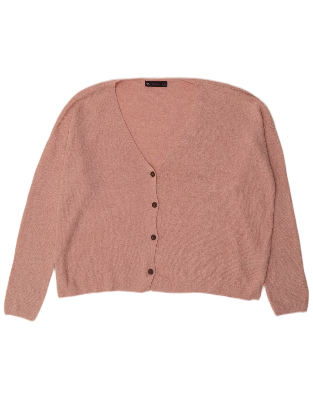 Suéter cardigã feminino grande da Marks & Spencer Reino Unido 16 grande acrílico rosa