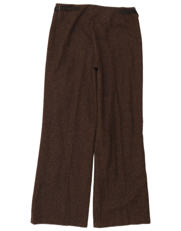 Calça casual feminina vintage de perna larga UE 38 médio W30 L30 marrom manchado