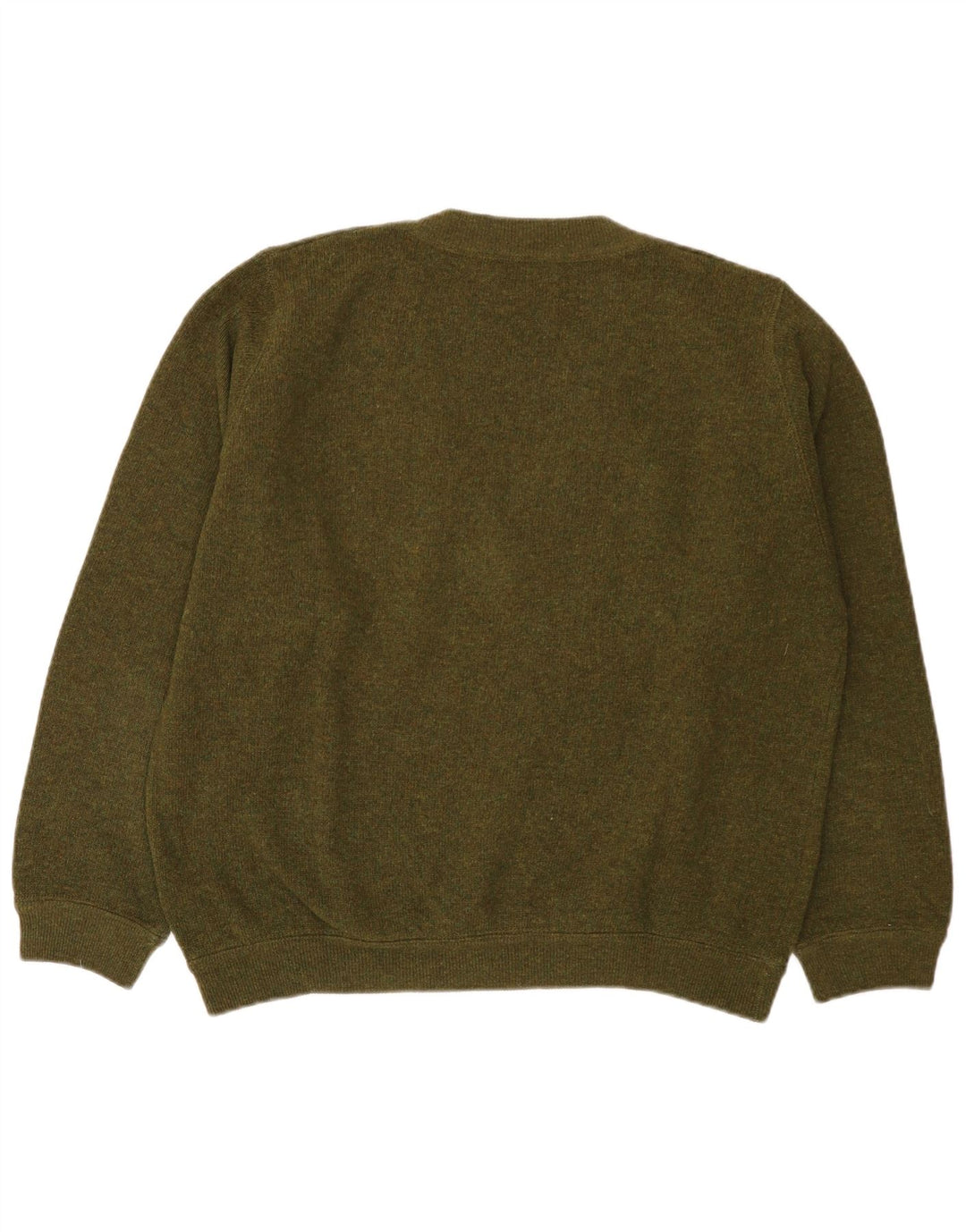Suéter masculino Sisley com decote em V de lã virgem verde médio