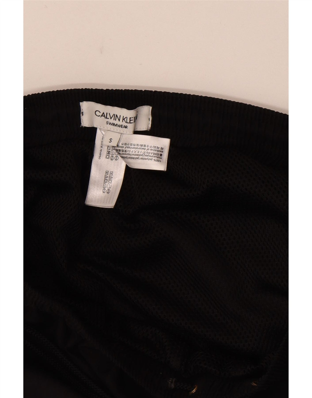 Shorts de natação masculino Calvin Klein gráfico pequeno bloco colorido preto