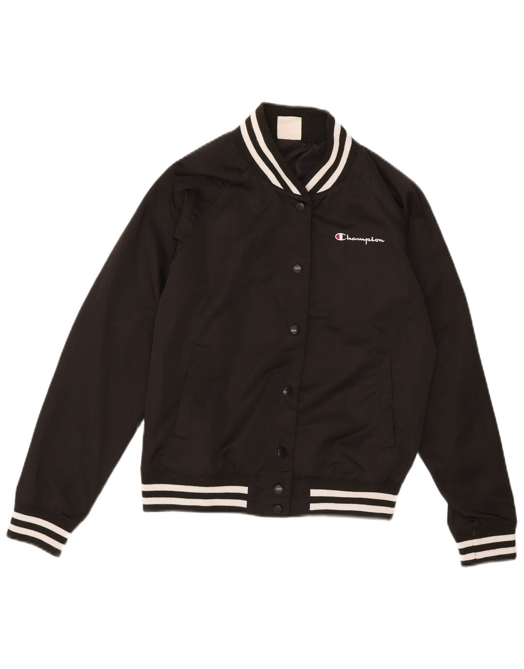 Champion Womens Varsity Jacket UK 10 Pequeno Poliéster Preto