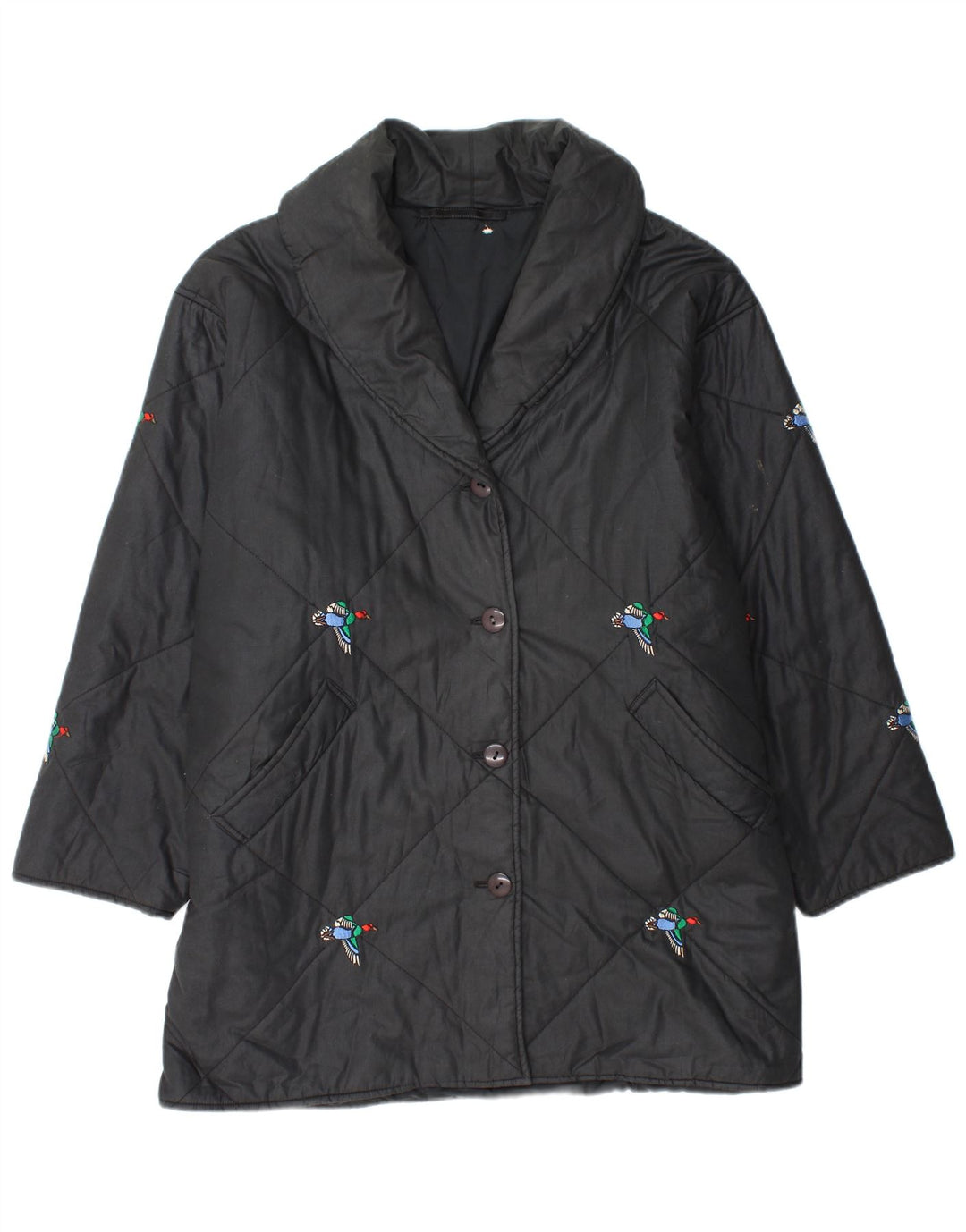 Casaco corta-vento feminino vintage folgado Reino Unido 20 2XL preto com estampa animal