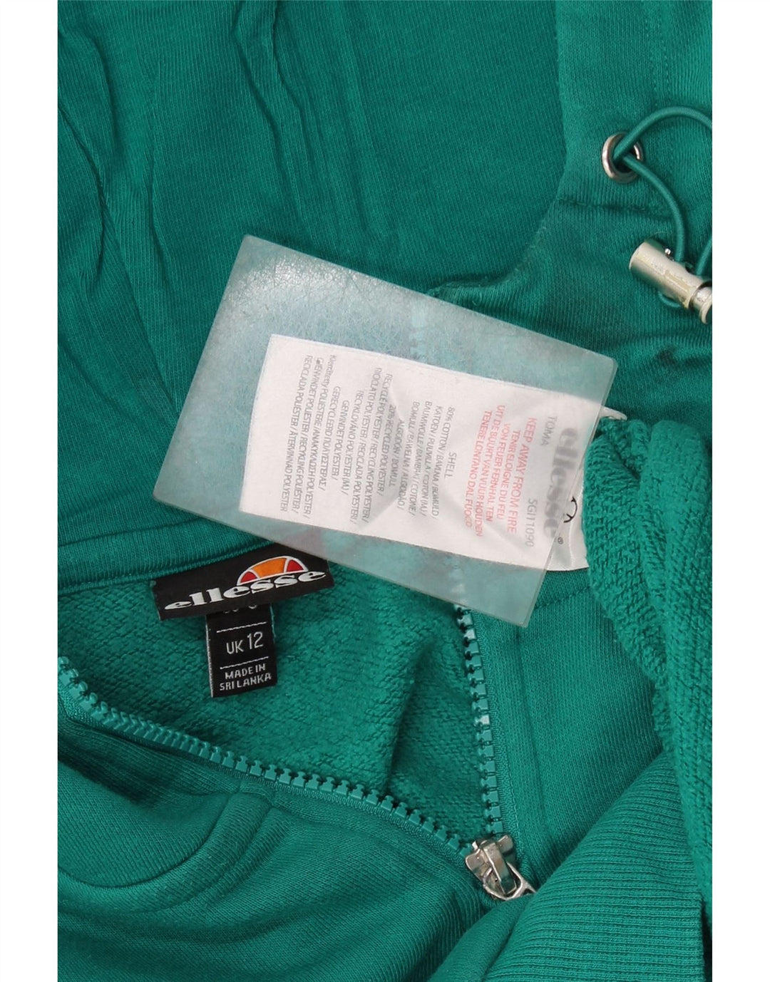 Ellesse moletom feminino oversized com capuz gráfico Reino Unido 12 algodão verde médio