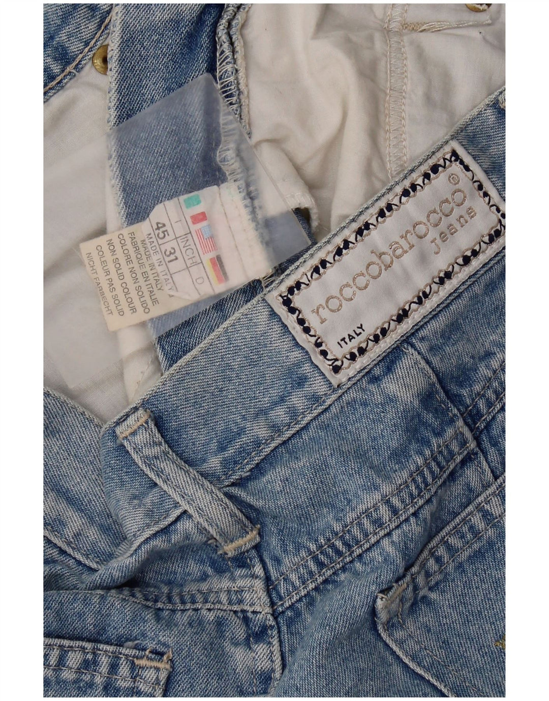 Roccobarocco Calça Jeans Feminina Cintura Alta Cônica IT 45 Médio W31 L31 Azul