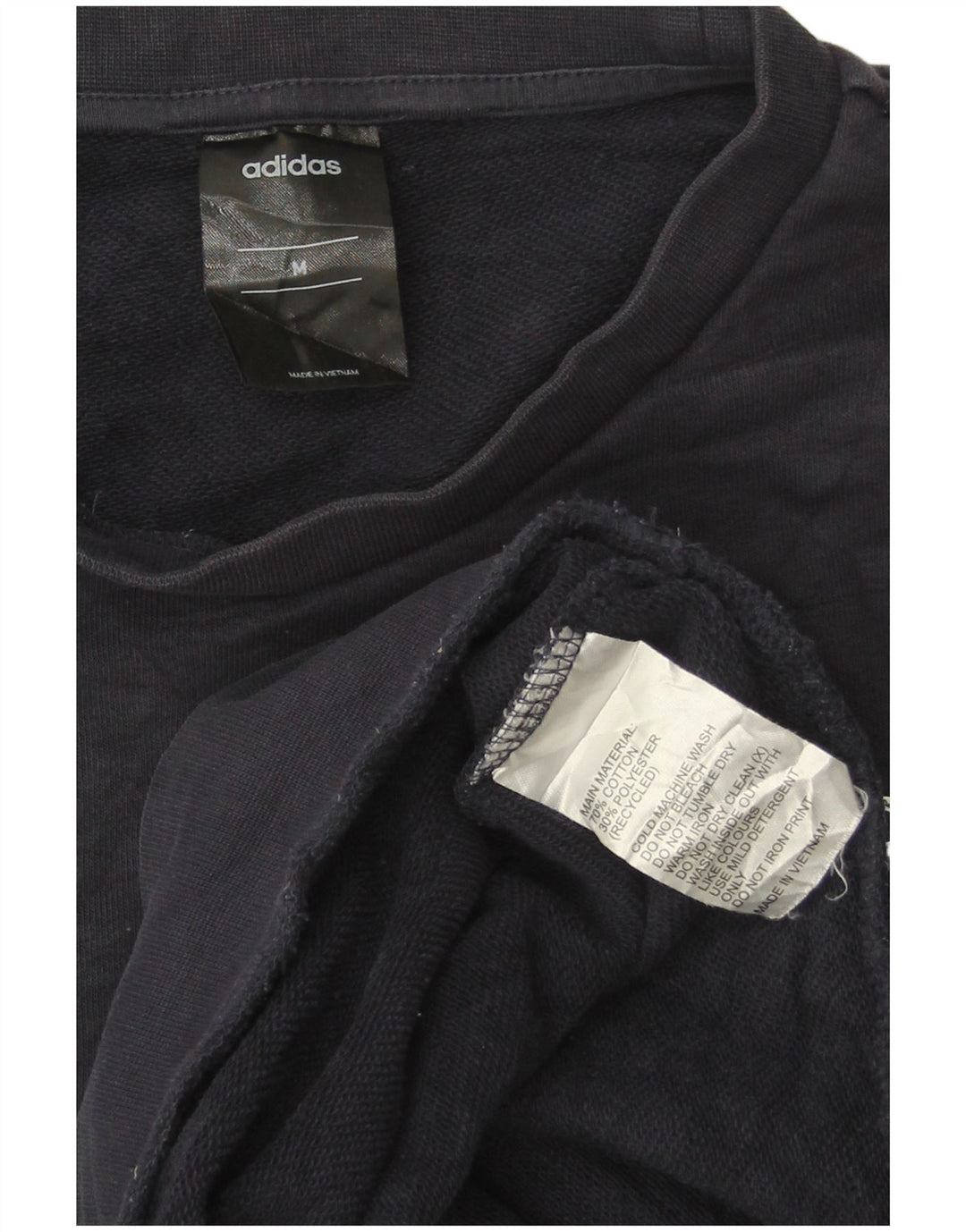 Adidas Mens Moletom Jumper Médio Azul Marinho Algodão