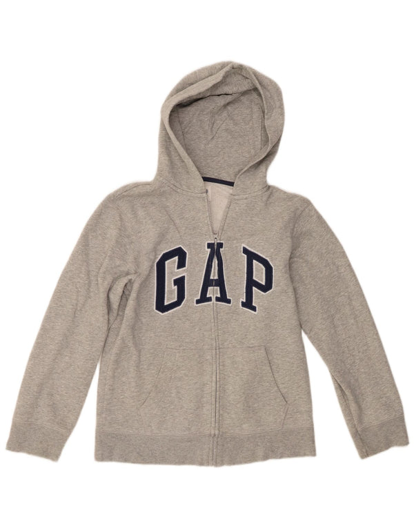 Suéter Gap Boys com capuz e zíper gráfico 13-14 anos 2XL algodão cinza