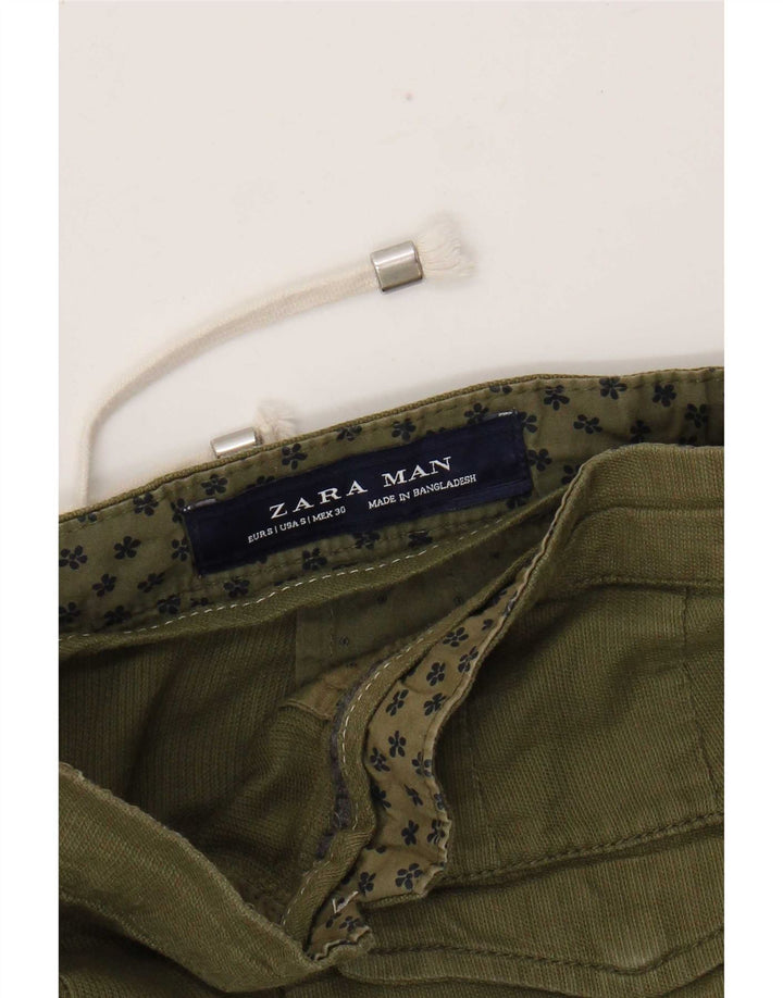 Zara Mens Chino Shorts Pequeno W30 Verde