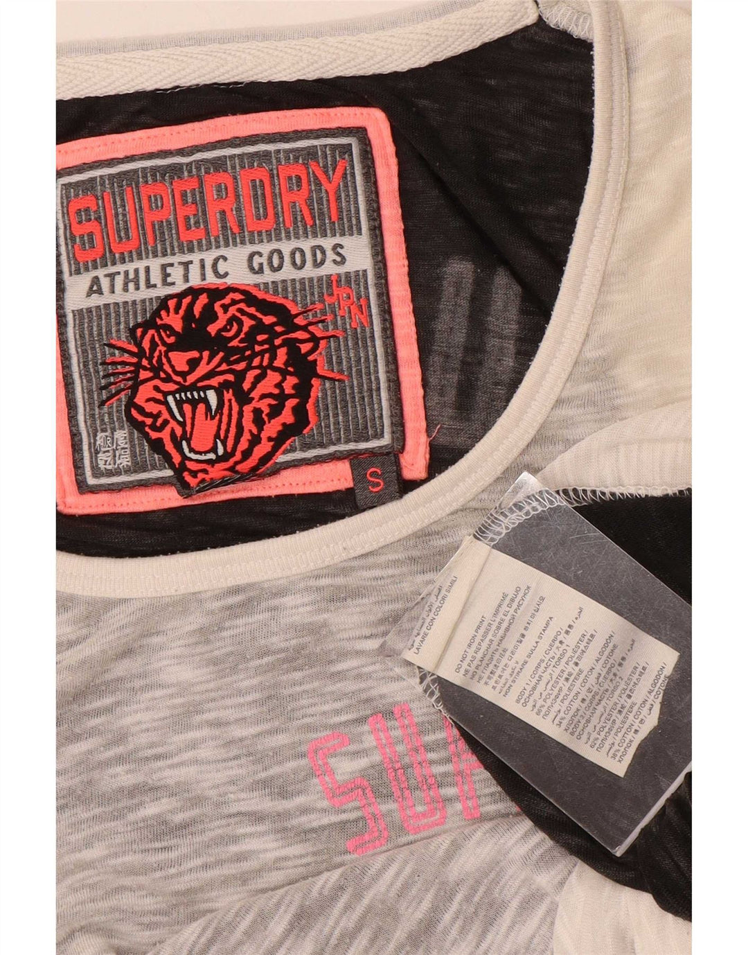 Superdry Womens Graphic Vest Top UK 10 Small Grey Colourblock Poliéster