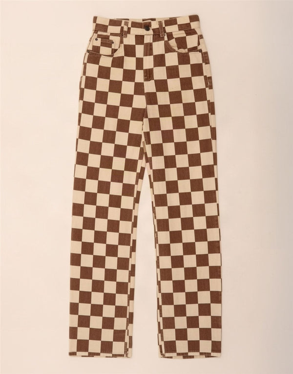 Pull & Bear Womens Straight Jeans EU 34 XS W24 L31 Brown Geometric