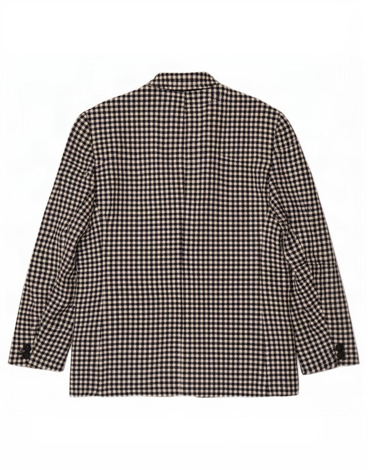 Jaqueta blazer feminina Viyella com 1 botão Reino Unido 12 médio preto gingham lã nova