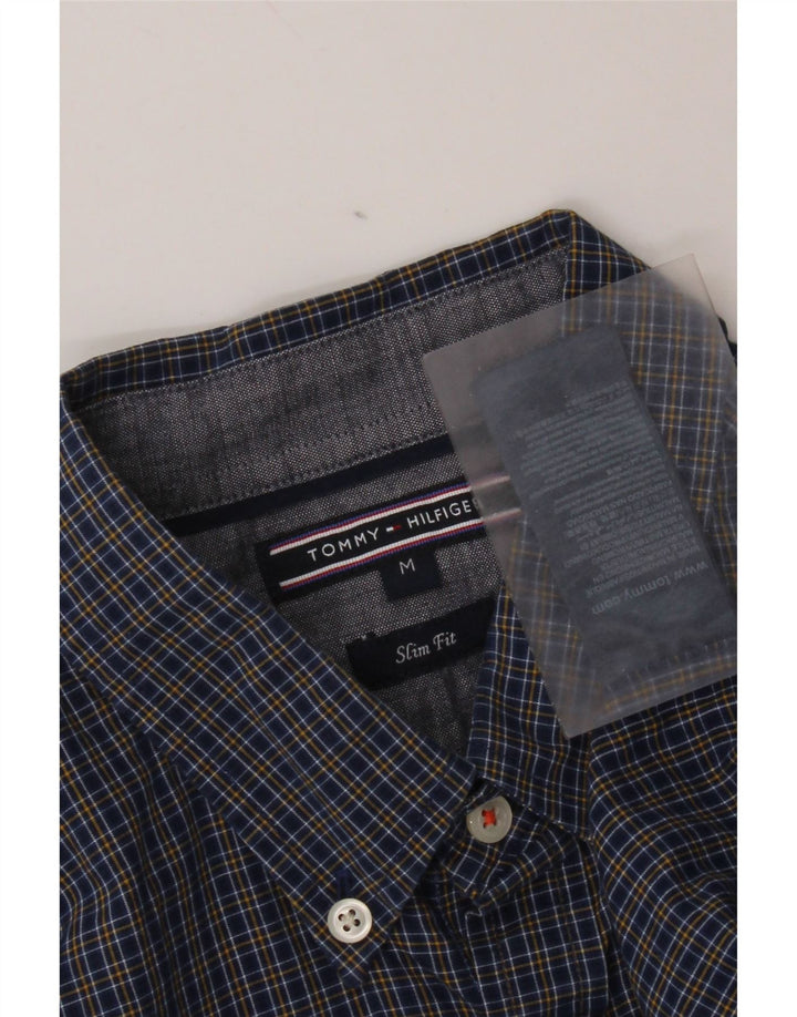 Camisa masculina Tommy Hilfiger Slim Fit média azul marinho algodão guingão