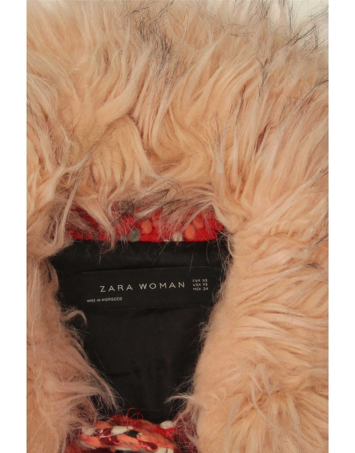 Sobretudo feminino Zara UK 6 XS xadrez vermelho
