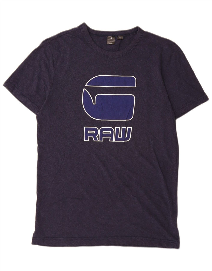 Camiseta gráfica masculina G-Star Top médio algodão azul marinho