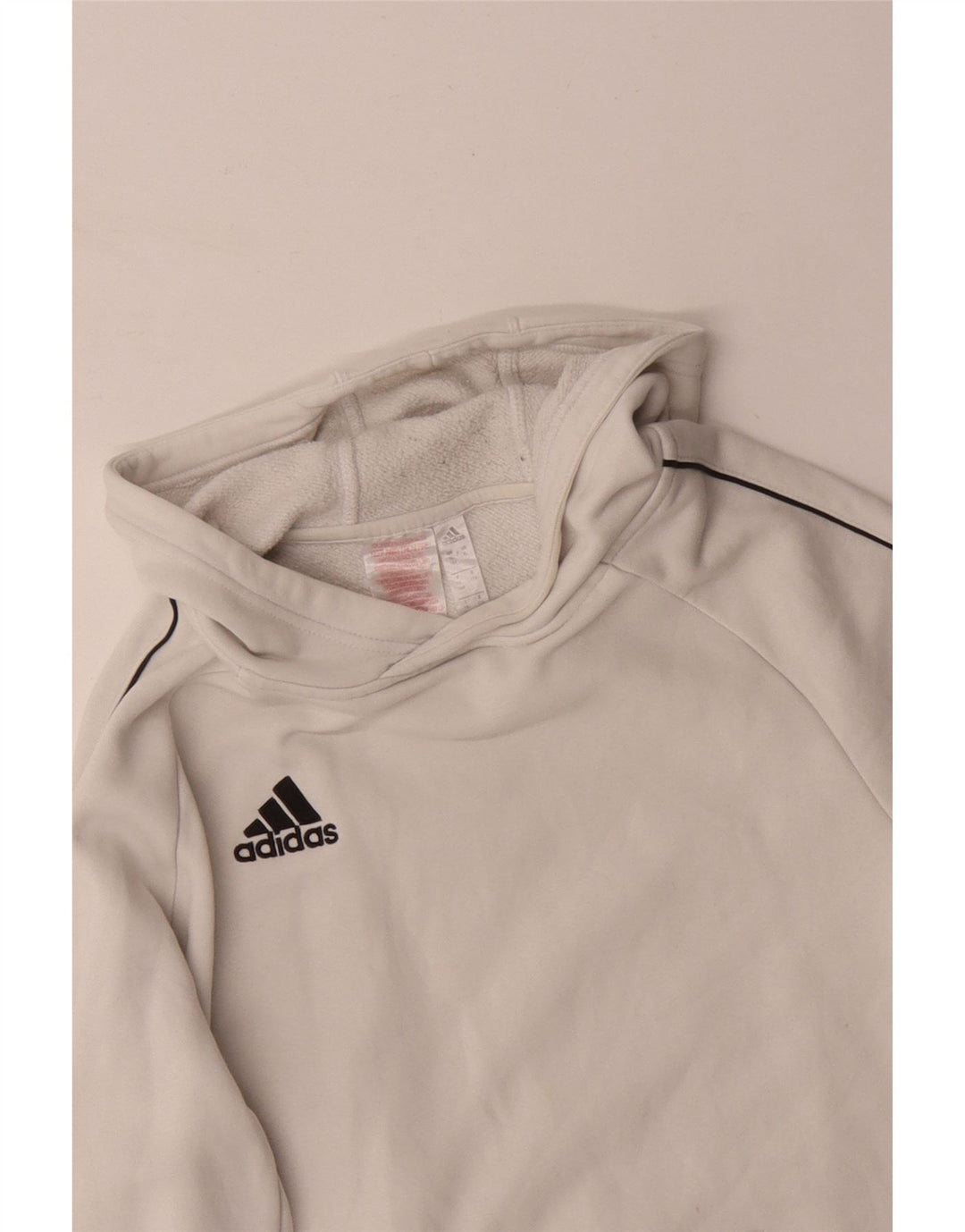 ADIDAS Meninos Hoodie Jumper 15-16 Anos Branco Algodão