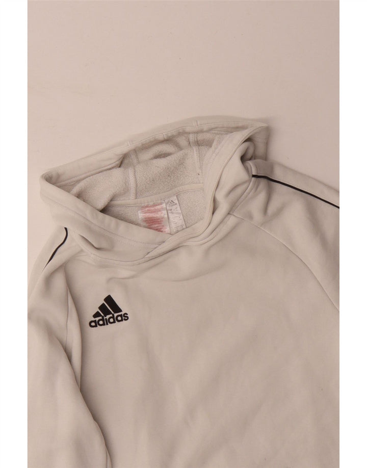ADIDAS Meninos Hoodie Jumper 15-16 Anos Branco Algodão