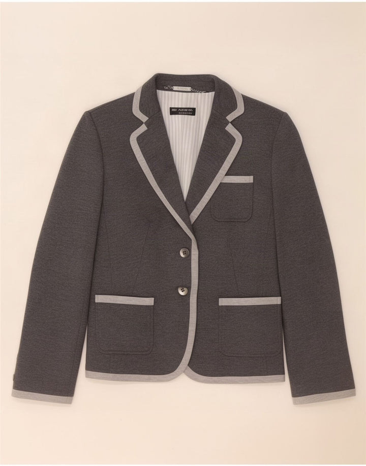 Jaqueta blazer feminina Marks & Spencer Autograph 2 botões Reino Unido 14 grande cinza