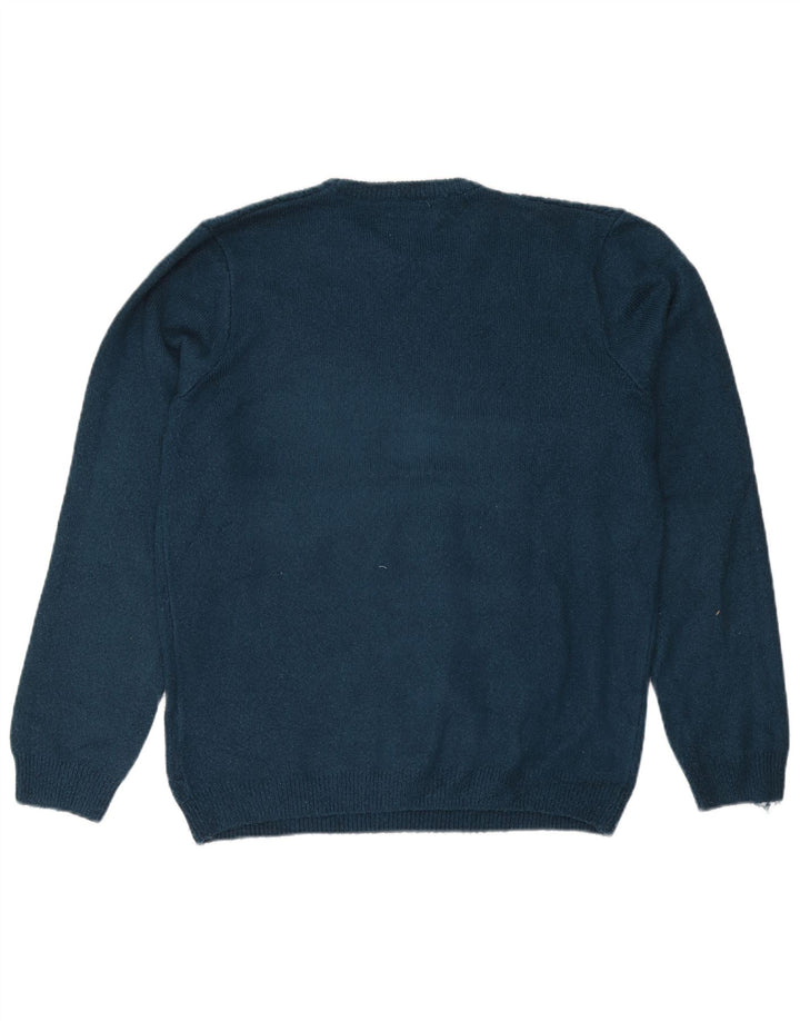 Suéter masculino Marks & Spencer com gola redonda grande acrílico turquesa