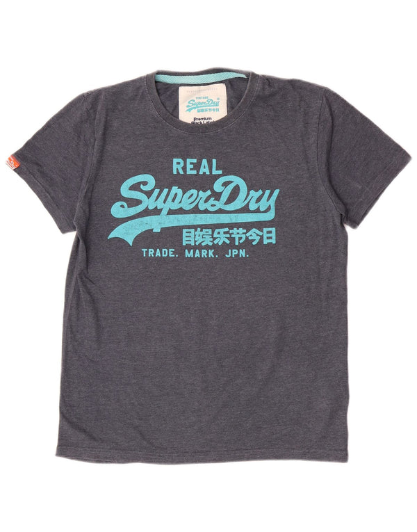 Camiseta masculina Superdry Slim Fit gráfica Top XL algodão azul