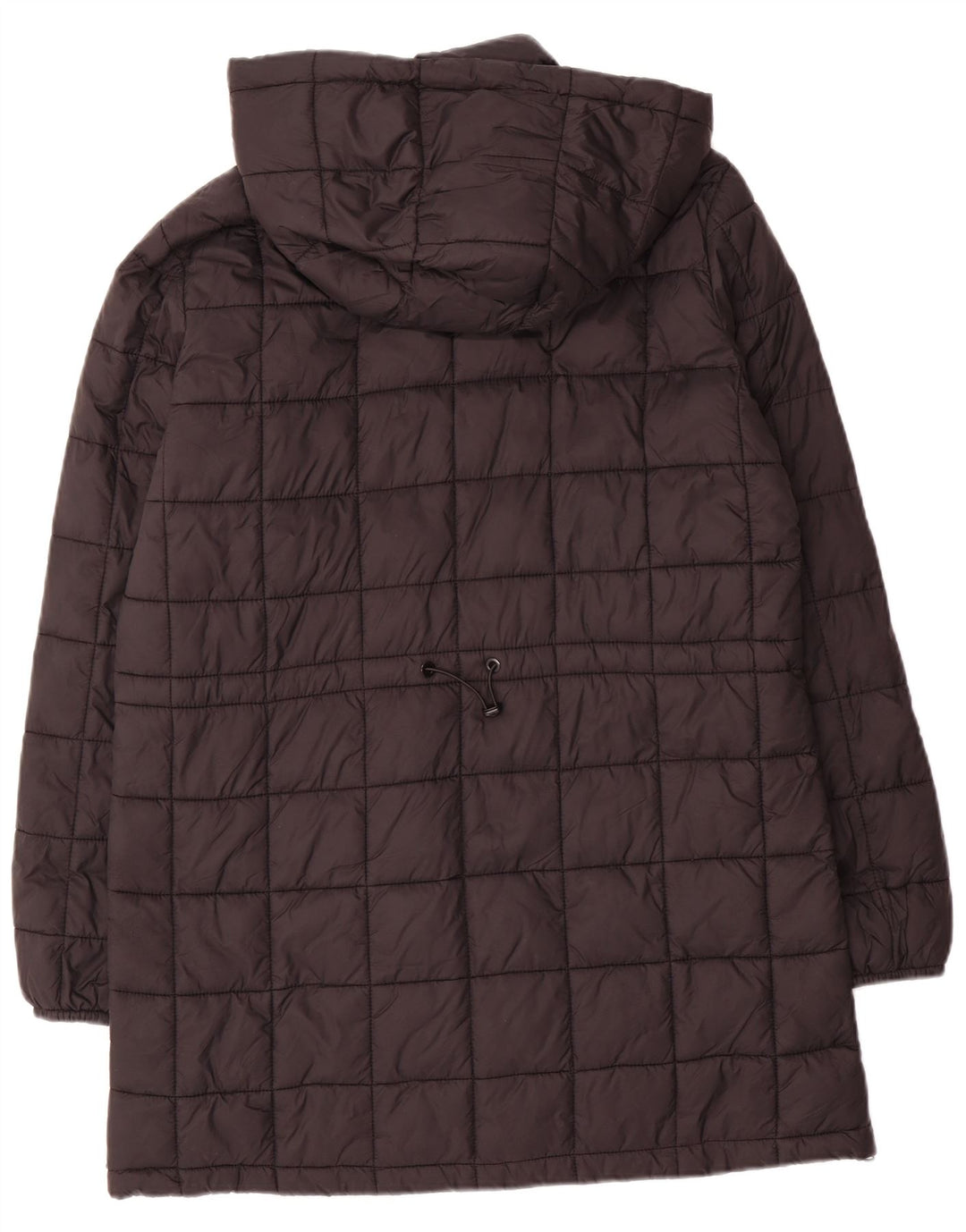 Casaco acolchoado com capuz feminino ZARA UK 16 grande poliéster preto
