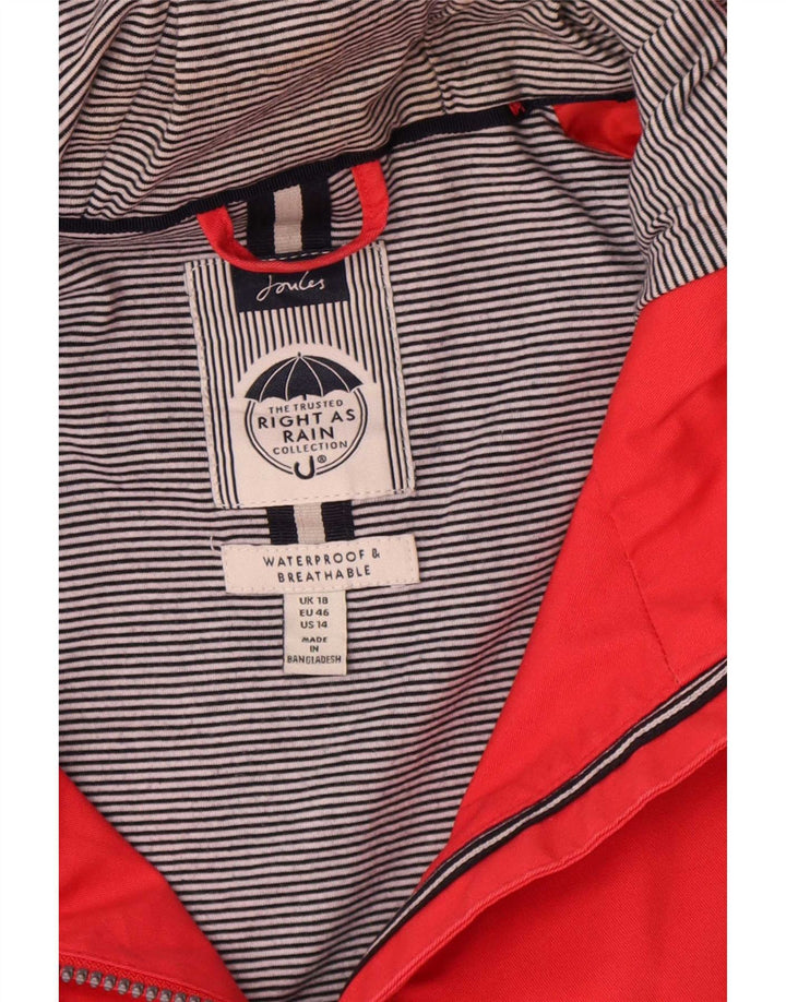 Jaqueta de chuva feminina Joules com capuz e grandes dimensões UK 18 XL algodão vermelho