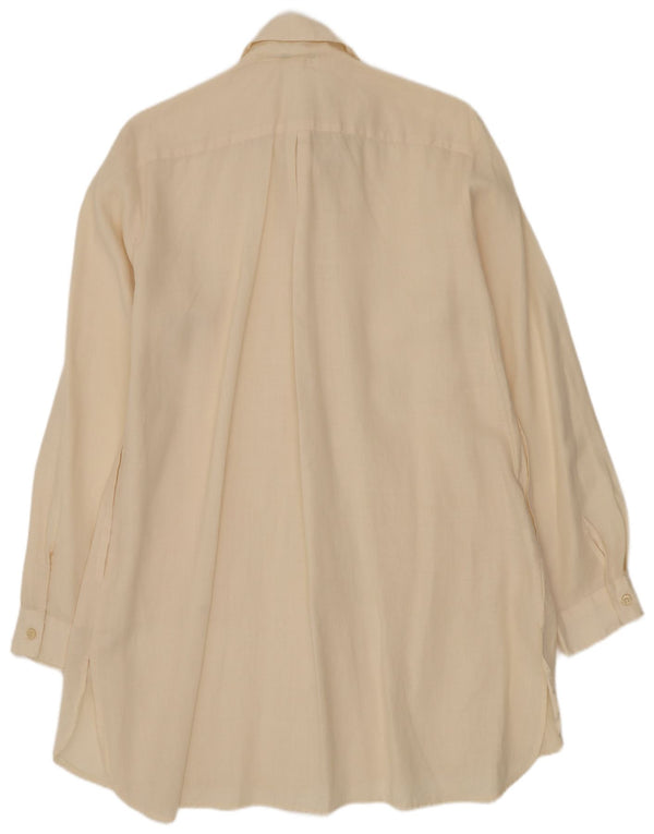 Vestido camisa feminino Benetton UK 16 grande off white rami