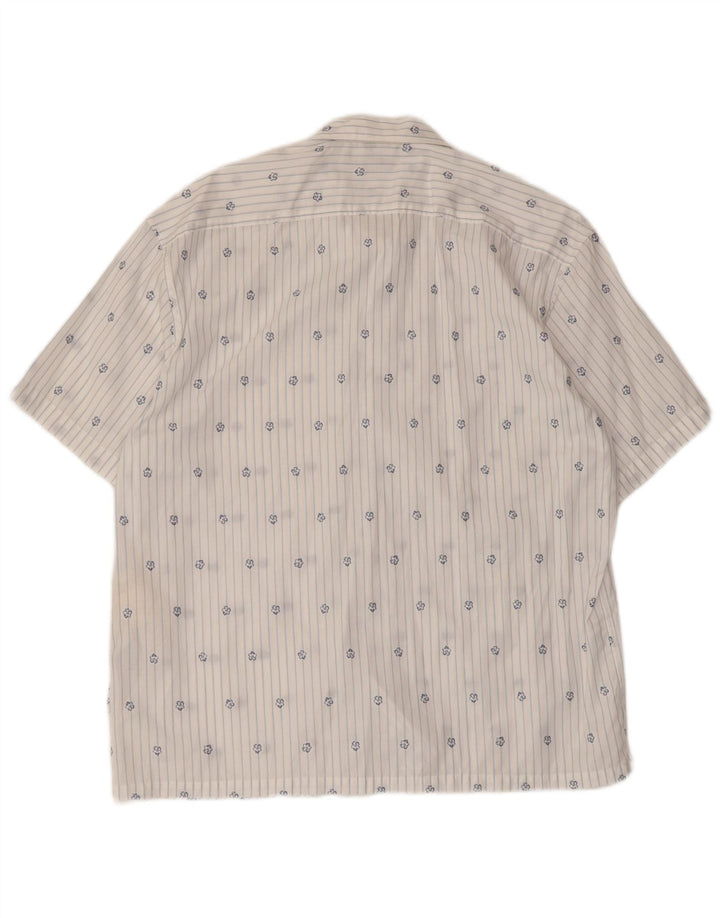 Camisa masculina de manga curta Ted Baker tamanho 3 algodão listrado branco médio