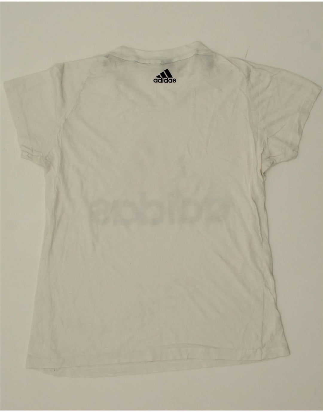 ADIDAS Girls Graphic T-Shirt Top 13-14 Years White Cotton Vintage Adidas and Second-Hand Adidas from Messina Hembry 