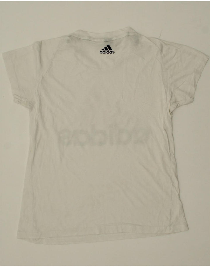 ADIDAS Girls Graphic T-Shirt Top 13-14 Years White Cotton Vintage Adidas and Second-Hand Adidas from Messina Hembry 