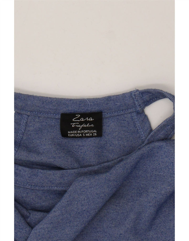 Zara Womens Crop Top Reino Unido 8 Pequeno Azul