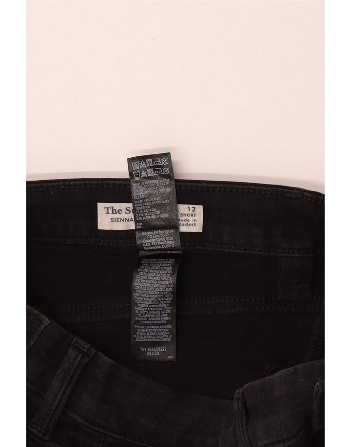Calça jeans feminina Marks & Spencer Sienna Straight UK 12 médio W28 L28 preta