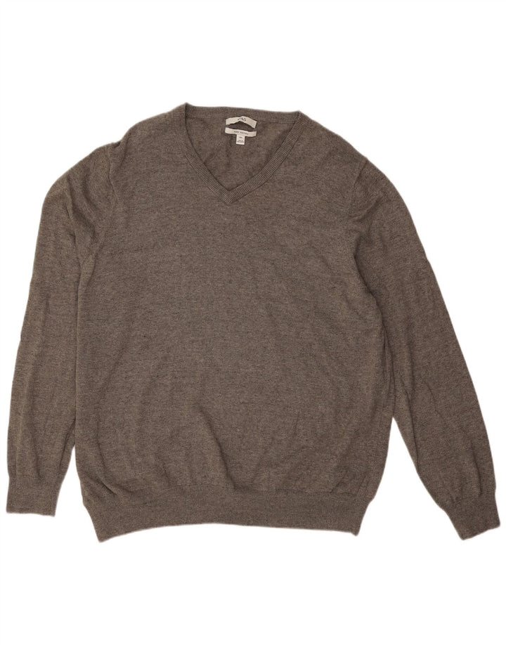 Suéter masculino Marks & Spencer com decote em V 3XL algodão cinza