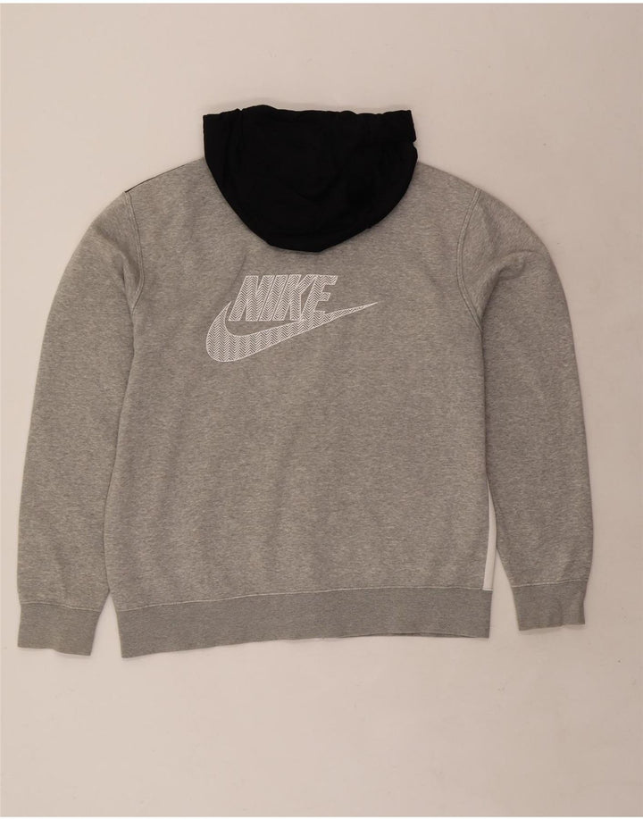 Suéter masculino Nike com capuz e zíper cinza médio algodão colorblock
