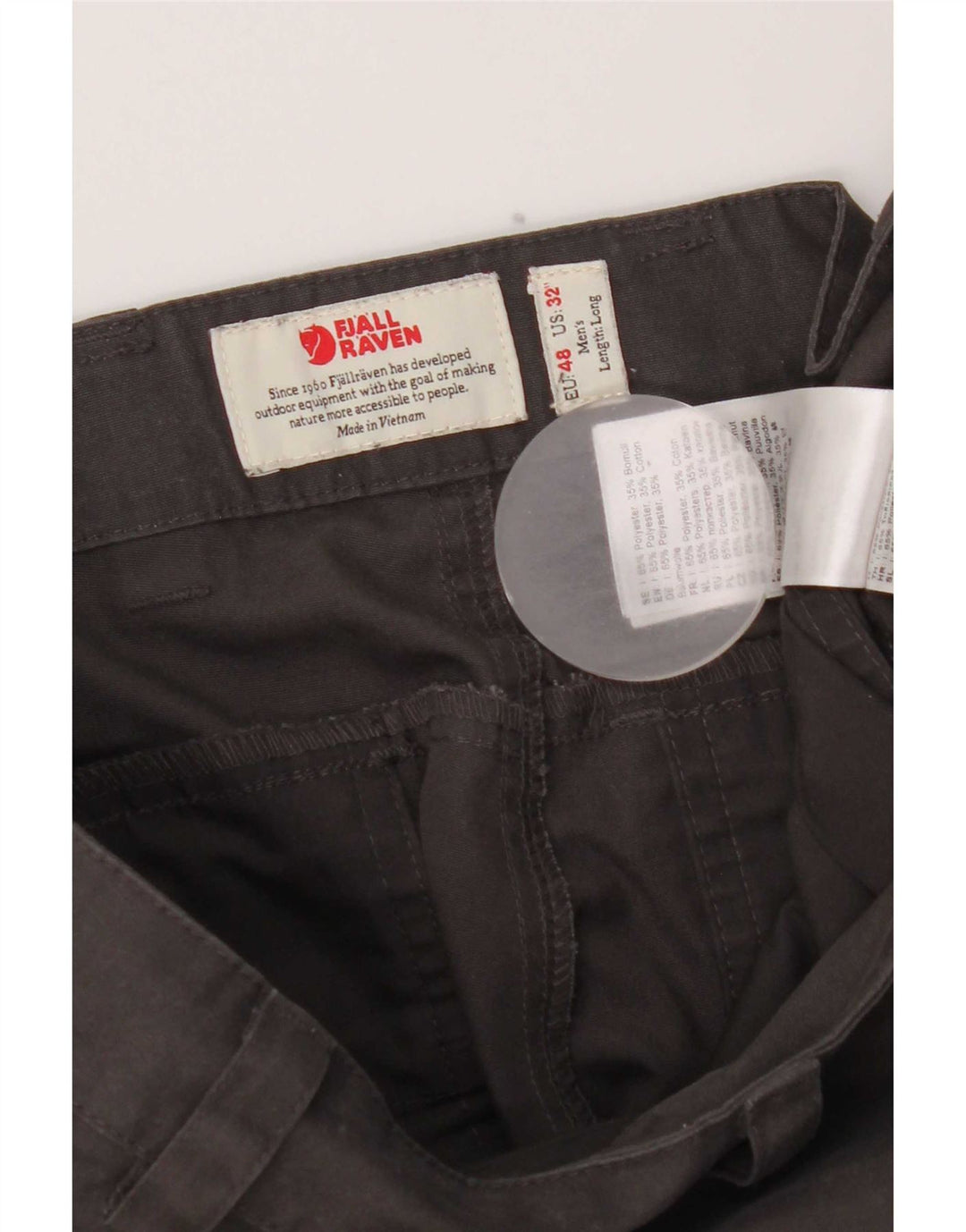 Calça cargo reta masculina Fjall Raven EU 48 médio W32 L31 cinza