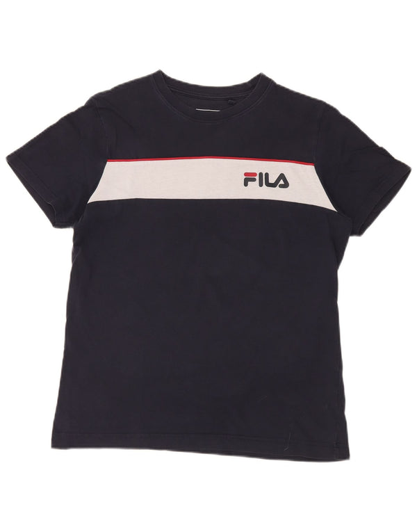Fila Mens Graphic T-Shirt Top Small Navy Blue Colourblock