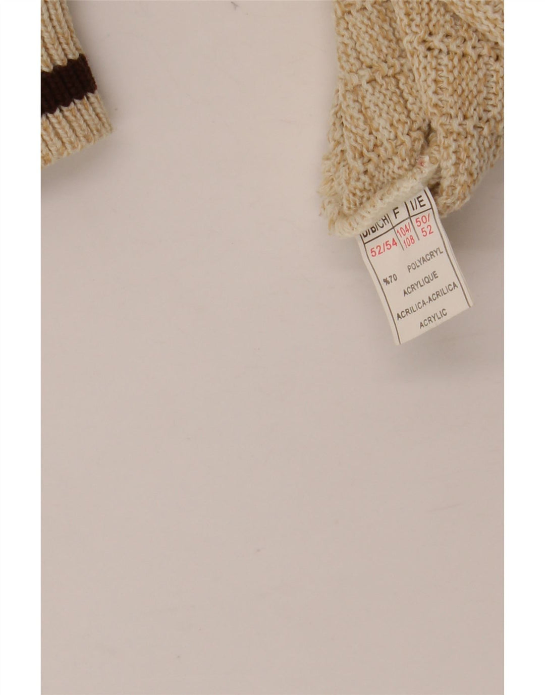 Suéter masculino VINTAGE com gola redonda e gola redonda IT 52 XL bege poliacrílico