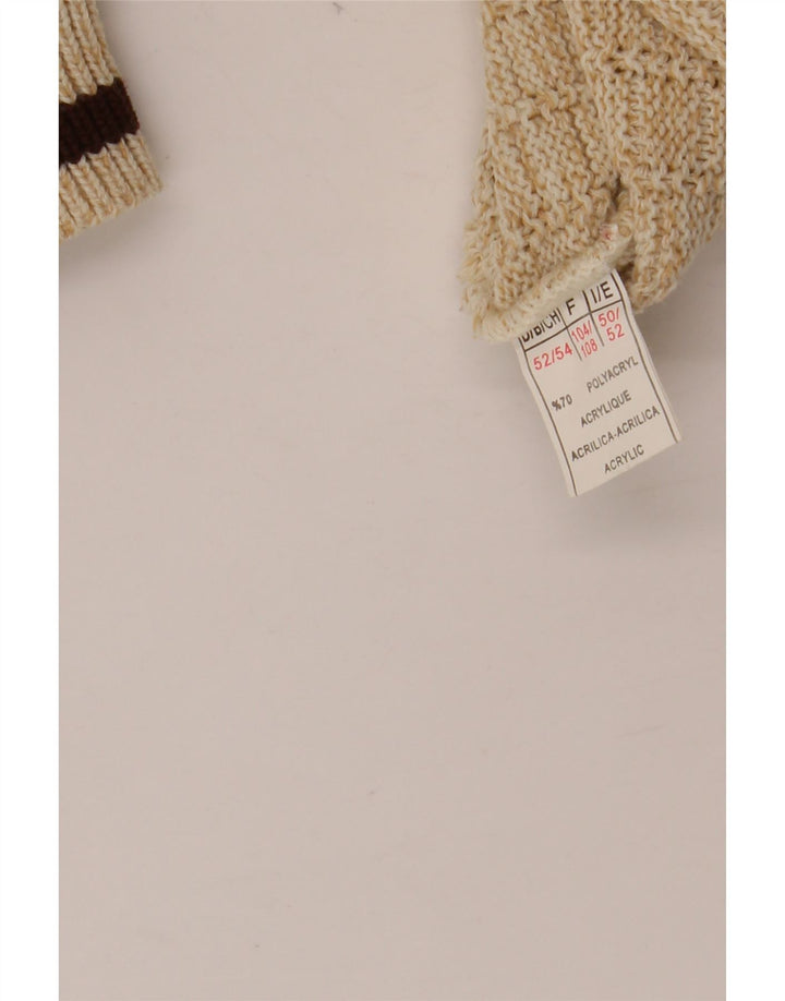 Suéter masculino VINTAGE com gola redonda e gola redonda IT 52 XL bege poliacrílico