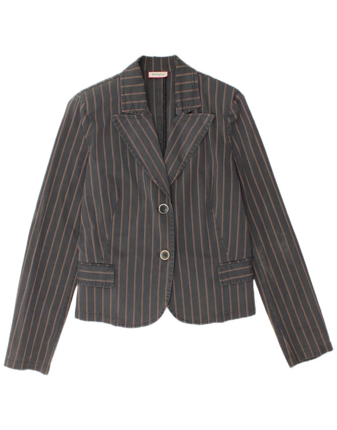 Jaqueta Blazer Feminina Active 2 Botões UK 14 Listrado Cinza Médio