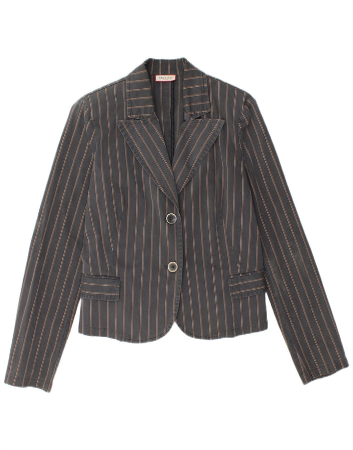 Jaqueta Blazer Feminina Active 2 Botões UK 14 Listrado Cinza Médio