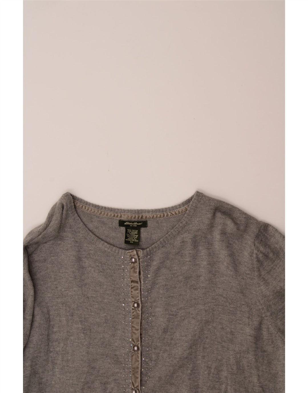 EDDIE BAUER Womens Cardigan Sweater UK 18 XL Grey Cotton Vintage Eddie Bauer and Second-Hand Eddie Bauer from Messina Hembry 