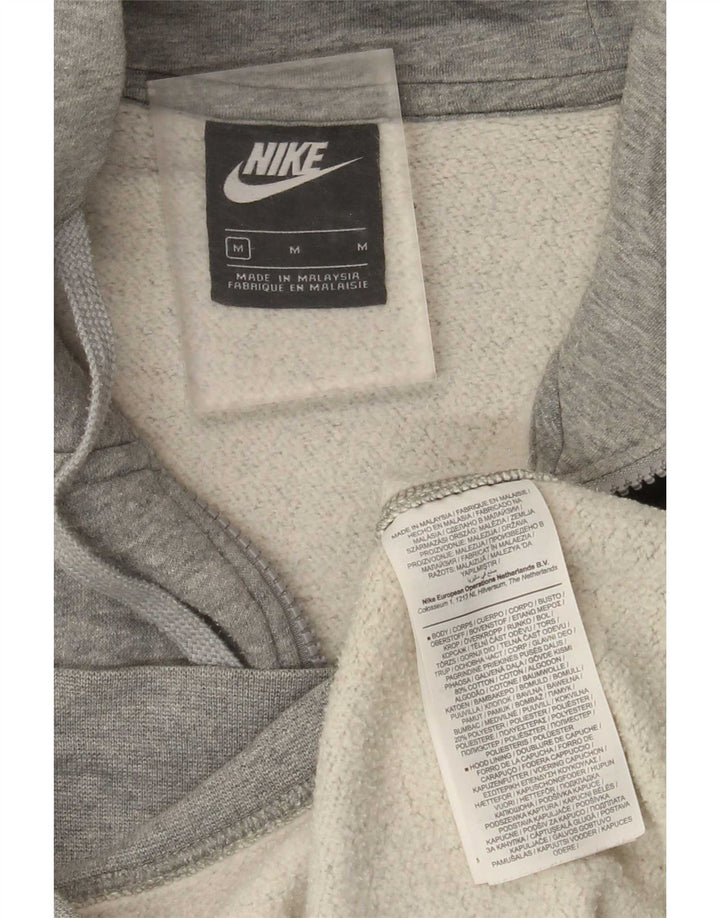 Suéter masculino Nike com capuz e zíper cinza médio algodão manchado