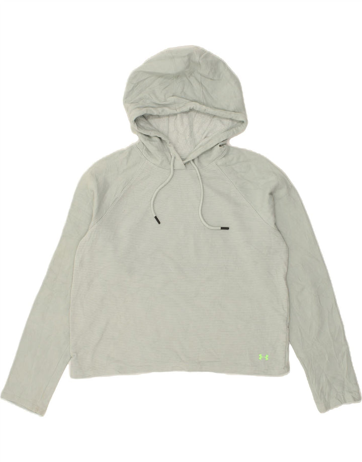 UNDER ARMOUR Womens Graphic Hoodie Jumper UK 10 Small Grey Cotton | Vintage Under Armour | Thrift | Second-Hand Under Armour | Used Clothing | Messina Hembry 