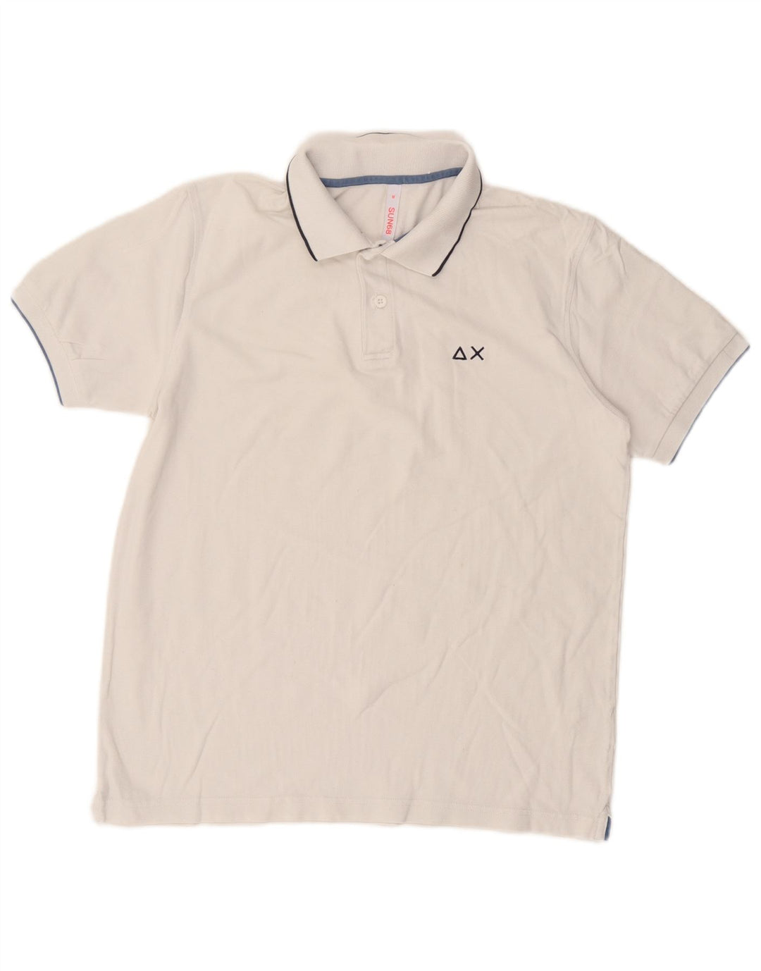 Camisa polo masculina Sun68 de algodão branco médio