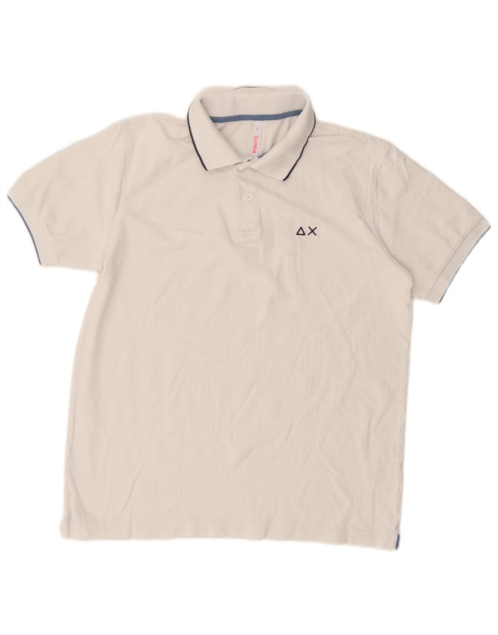Camisa polo masculina Sun68 de algodão branco médio
