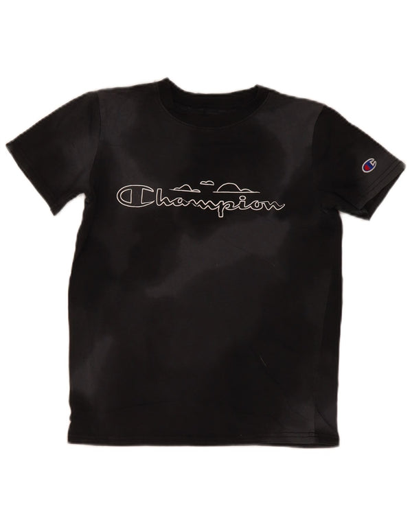 Camiseta gráfica Champion Boys Top 9-10 anos médio preto tie-dye algodão